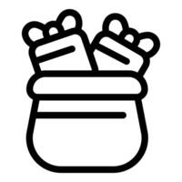 Black and white line art illustration of a pair of cute baby booties vector