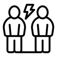 Two figures with lightning bolt signifying conflict vector