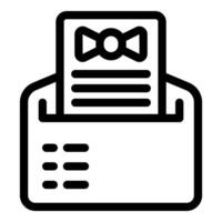 Black and white icon of an invitation with a bow tie, suitable for eventrelated themes vector