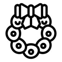 Simplistic line drawing of a holiday wreath with bow, ideal for season's greetings vector