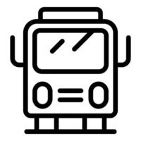 Black and white line art icon of a frontfacing train vector