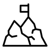 Stylized mountain peak with flag icon vector