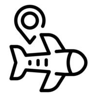 Airplane with location pin line icon vector