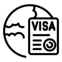 Visa document and globe line icon vector
