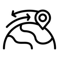 Navigational pin on curvy path icon vector