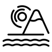 Minimalist icon of mountain with signal waves and water vector