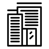 A simple black and white line icon representing urban buildings and architecture vector