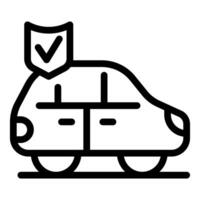 Electric car with check mark icon line art vector