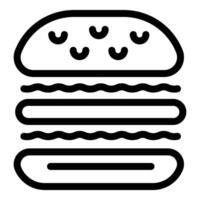 Simple black and white line drawing of a classic burger with two patties vector