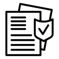 icon featuring documents with a shield, representing legal defense or document security vector