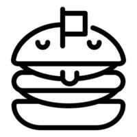 linda dibujos animados hamburguesa con sonriente cara vector