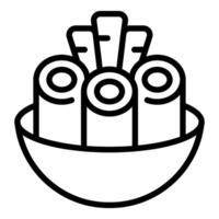 Sushi roll set line art illustration vector