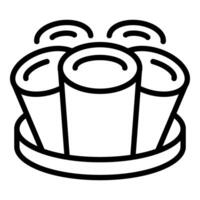 Black and white line art of a sushi roll vector