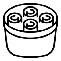 Black and white line art illustration of a sushi roll, perfect for menus and food designs vector