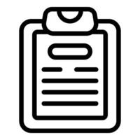 Black outline icon of a clipboard with a paper vector