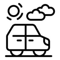 Sunny day car ride line icon vector