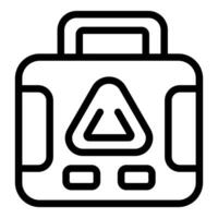 Black and white line art backpack icon vector