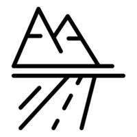 Simplistic black line drawing of mountains with reflection on water vector