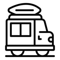 Line art illustration of a camping van vector