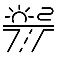 Black and white line art icon representing a sunny beach day vector