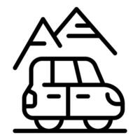 Car with mountain outline icon vector