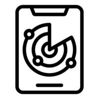 A sleek black and white illustration of a radar screen icon on a mobile device vector