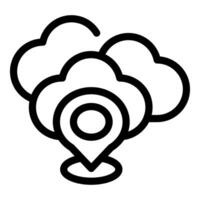 Cloud computing location icon line art vector