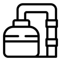 Black and white line art icon of lunch box and water bottle vector