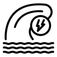 Storm icon with lightning over ocean waves vector