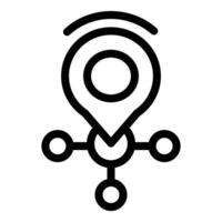 Digital map pin icon with network connections vector