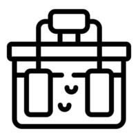 Line art illustration of a briefcase with a cute smiling face vector