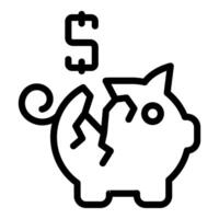 Broken piggy bank icon with dollar sign vector