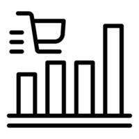 Shopping cart and growth chart line icon vector