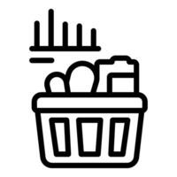 Shopping basket icon with groceries vector