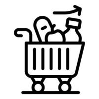 Shopping cart icon with groceries vector