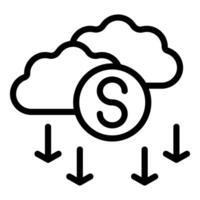 An icon representing the cost associated with cloud storage and data download vector
