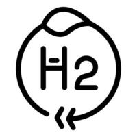 Black and white icon of a hydrogen molecule, h2, with two attached electrons vector
