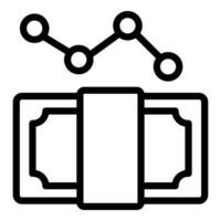 Financial analytics icon with money and graph vector