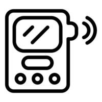 Black and white icon of a modern wireless speaker emitting sound waves vector