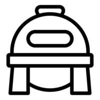 Black and white line art backpack icon vector