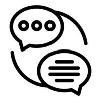 Simple black and white illustration of two overlapping chat bubbles vector