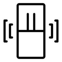 Black and white icon of a front door with handles, in a clean modern design vector