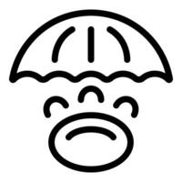 Sad face with umbrella icon vector