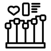 simplificado negro y blanco icono representando un amor metro con corazón y Progreso barras vector