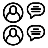 User profile and speech bubble icons set vector