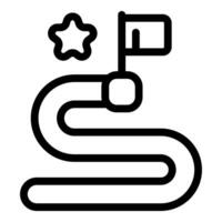 Icon of achievement path with flag and star vector