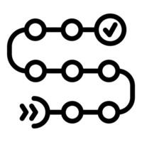 Black and white icon representing workflow efficiency with checkmark and motion symbols vector