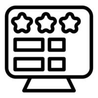 Black and white icon of a display board with star ratings vector