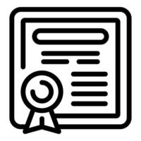 Black and white line art of a certificate with a seal, symbolizing accomplishment vector