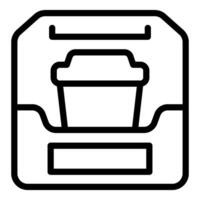 Black and white line art of a trash bin icon vector